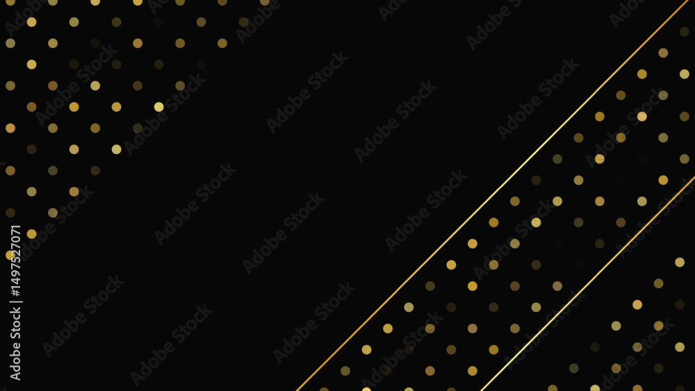 Poster dark background with golden lines and glittering dots
