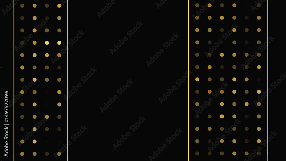 Poster dark background with golden lines and glittering dots