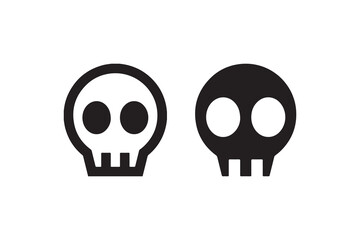Simple black and white skull icons with round eyes