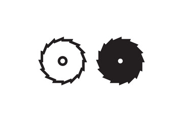 Silhouette of circular saw blades on white background.