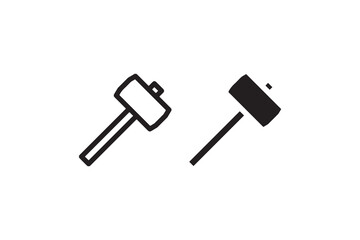 Two black hammers with wooden handles on white background.