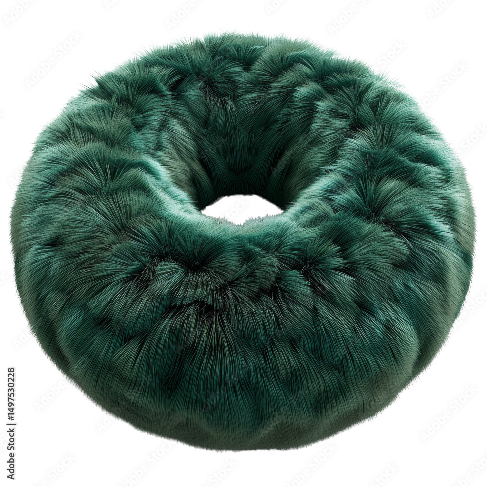 Poster emerald furry torus isolated on white background a textured 3d render