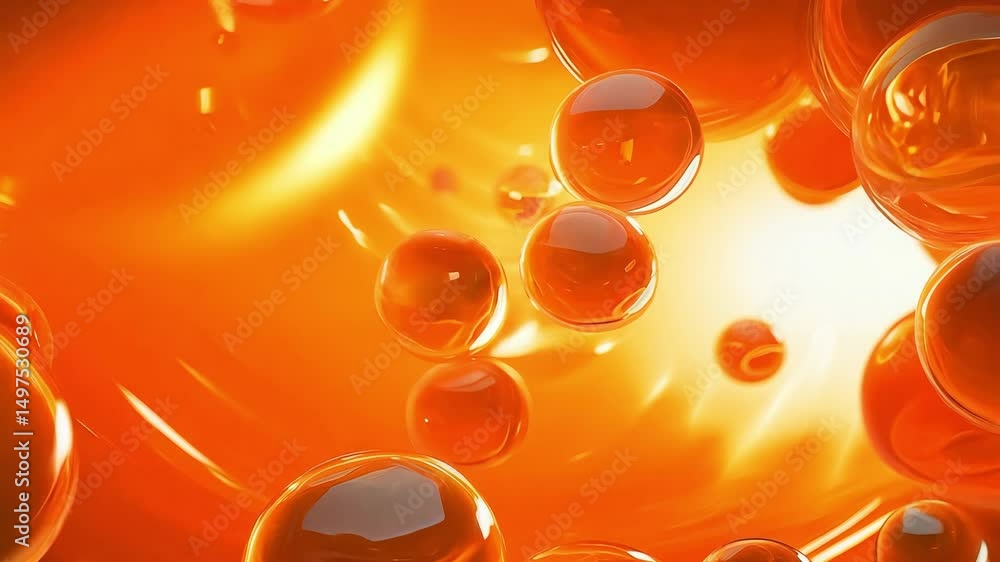 Poster lots of beautiful chaotic and slow translucent spheres on a dark background. suitable for abstract d