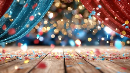 Confetti and Curtains Background for Celebration