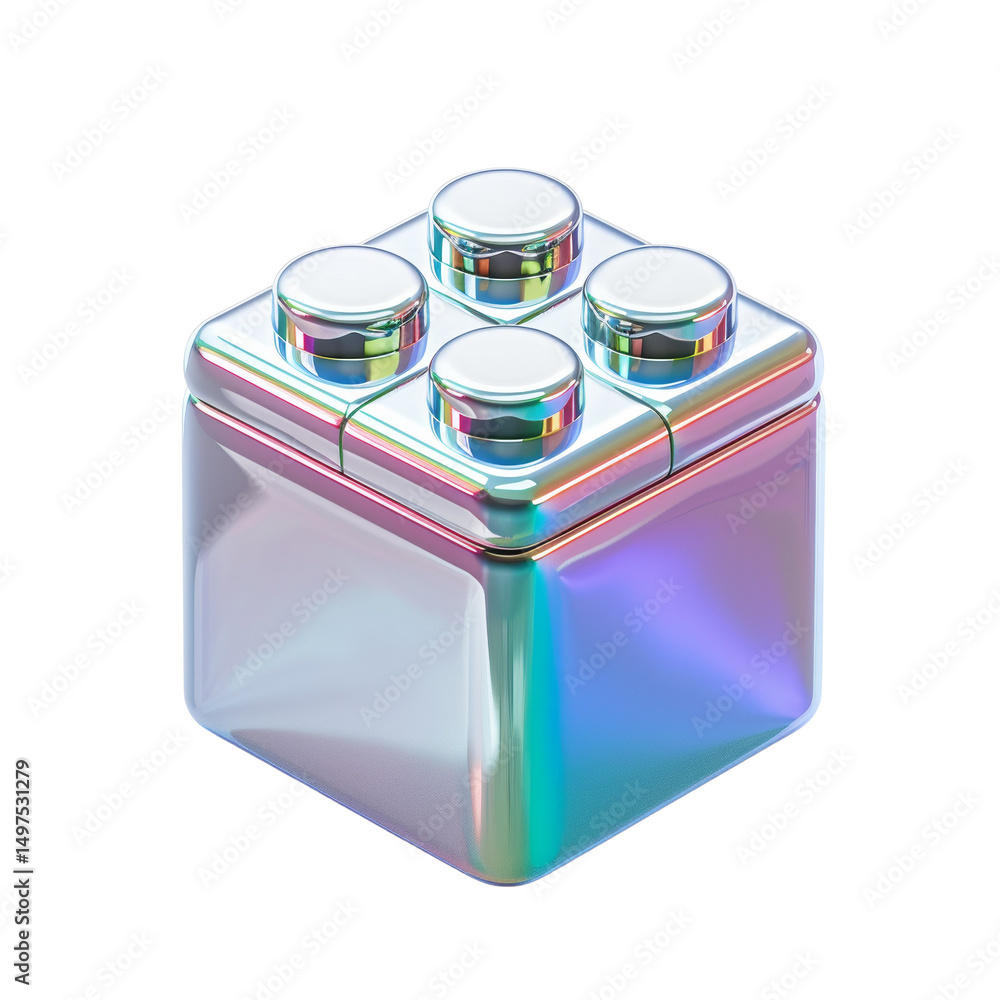 Poster a mesmerizing chromatic building block toy shines with iridescent reflections