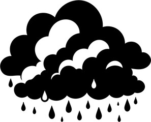 vector illustration of cloud and rain silhouette, white background