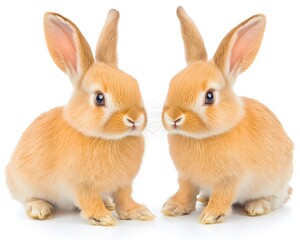 Obraz premium Two Adorable Baby Rabbits Bunny Pair Close Up