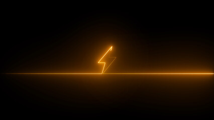 Neon bolt lighting neon sign with power effect animation seamless. Looped. Night bright neon sign.