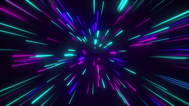 Abstact 3D Multicolor Neon Ray Lines Motion Graphic Background Loop