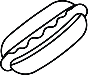 Classic Hot Dog Line Art Minimalist Black Outline Design for Independence Day