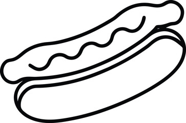 Classic Hot Dog Line Art Minimalist Black Outline Design for Independence Day