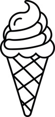 Bold Line Art Ice Cream Cone with Swirled Scoop Minimalist Design for 4th of July