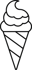 Line Art Ice Cream Cone with Swirled Scoop Minimalist Black Outline Design