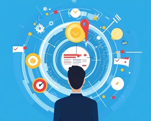 Mastering Your Mindset shown in flat design vector with checklist icons, goal targets, and focused individual in center