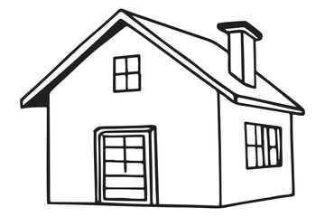 Charming Small House Illustration
Simple Black and White Clipart Home
Cozy Cottage Drawing for Design Projects