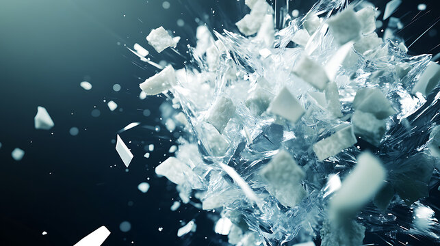 Shattered Glass with Fragments Flying