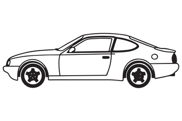 Classic Sports Car Clipart Design
Black and White Vehicle Outline Drawing
Retro Coupe Illustration for Auto Projects