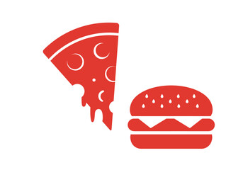 Minimalist Red Food Icon Collection – White Background