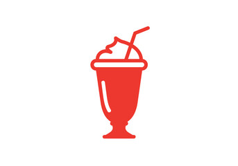 Minimalist Red Food Icon Collection – White Background