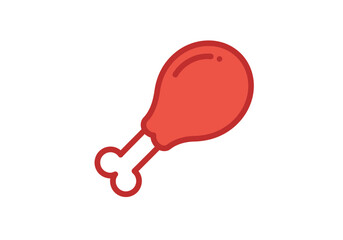 Minimalist Red Food Icon Collection – White Background