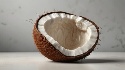 Detailed 3D Coconut Half on White