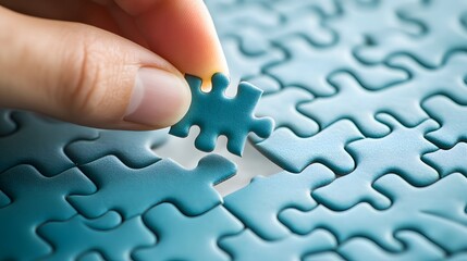 26. A hand placing the final piece into a puzzle