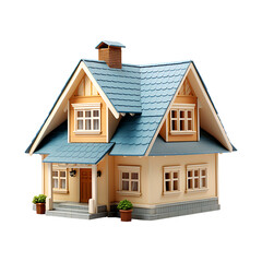 Charming cottage-style house isolated on transparent background