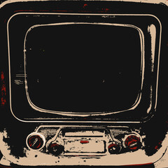 Vintage Television with Grunge Urban Black Style and Distorted Screen