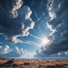 Deep azure sky, dramatic cloud formations, stunning backdrop , clouds, outdoor