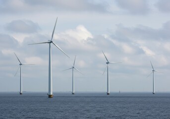 Wind turbines in ocean energy farm