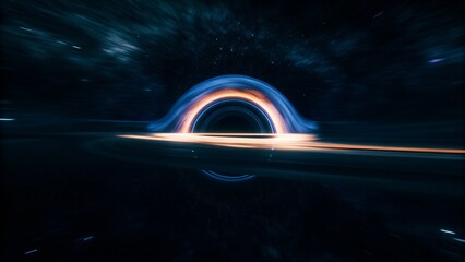 Obraz premium A glowing neon ring warps you to space in a distant galaxy.