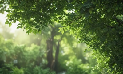 Blurred green leaves, dappled light, soft focus, lush vegetation,  backdrop,  bokeh,  foliage