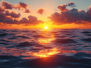 Obraz premium Breathtaking sunset over the tranquil ocean waves