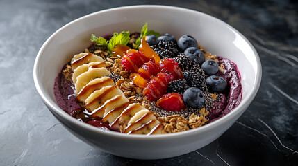Acai Bowl with Fresh Fruits and Granola