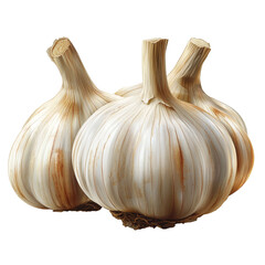 A handful of unpeeled fresh garlic, isolate on transparent background