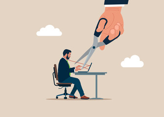 Fototapeta premium Online addiction or workaholic. Internet addiction. Trap or challenge. Social media addiction. Employer domination exploitation. Unhealthy toxic relationships. Flat vector illustration