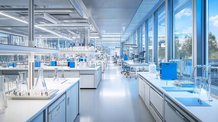 The design elements of a laboratory interior space.