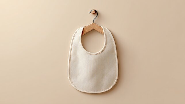 Baby bib mockup featuring soft fabric with drop shadow on cream background for design concepts