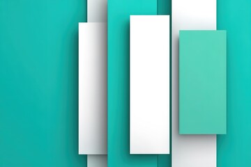 Geometric composition in vibrant teal tones with layered rectangular forms for modern design inspiration