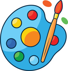 Colorful paint palette with brush vector icon for kids art class school project and creative design

