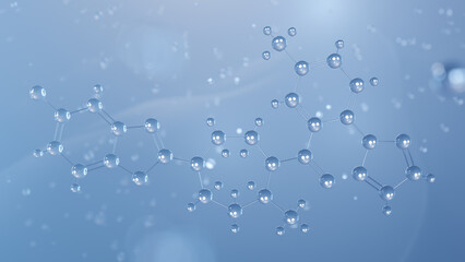 suvorexant molecular structure, 3d model molecule, hypnotic agent structural chemical formula view from a microscope