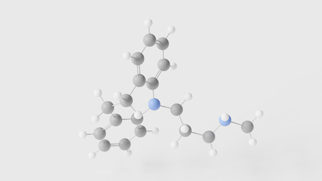 desipramine molecule 3d, molecular structure, ball and stick model, structural chemical formula antidepressant