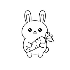 Kawaii Toddler Coloring Page Minimalist Black and White Line Arts