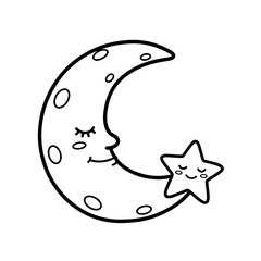 Kawaii Toddler Coloring Page Minimalist Black and White Line Arts