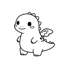 Kawaii Toddler Coloring Page Minimalist Black and White Line Arts