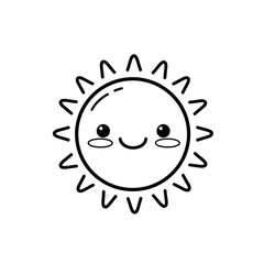 Kawaii Toddler Coloring Page Minimalist Black and White Line Arts