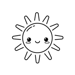 Kawaii Toddler Coloring Page Minimalist Black and White Line Arts