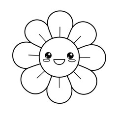 Kawaii Toddler Coloring Page Minimalist Black and White Line Arts