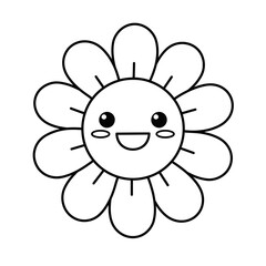 Kawaii Toddler Coloring Page Minimalist Black and White Line Arts