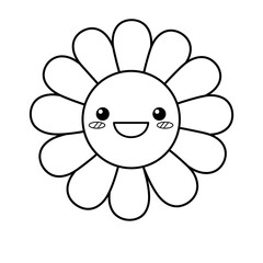 Kawaii Toddler Coloring Page Minimalist Black and White Line Arts